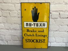 NU-TEXA Brake and Clutch Lining Stockist Enamel Sign