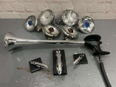 Pair Lucas Spot Lights, Pair Fog Lights, 3 Jaguar Mascots Etc