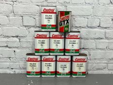 Eight Castrol Solvent Flushing Oil Cans & GTX Can (9)