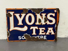 Lyons Tea Sold Here Enamel Flange Sign