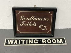 Gentleman's Toilet Wooden Framed Sign and Waiting Room Sign (2)