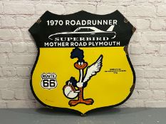 Roadrunner Shield Enamel Sign