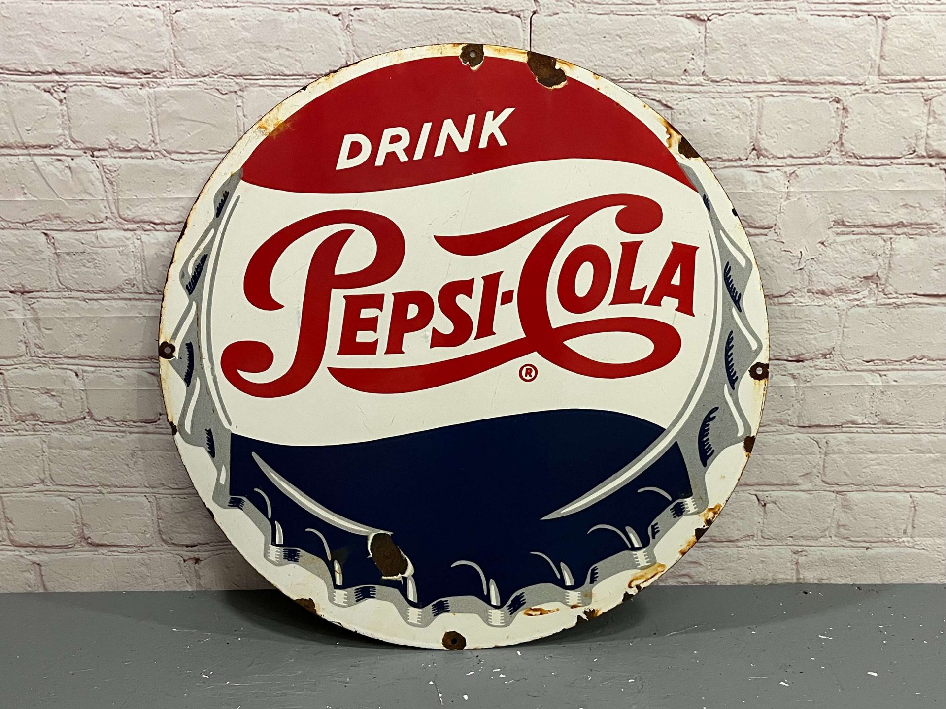 Pepsi-Cola Circular Enamel Sign