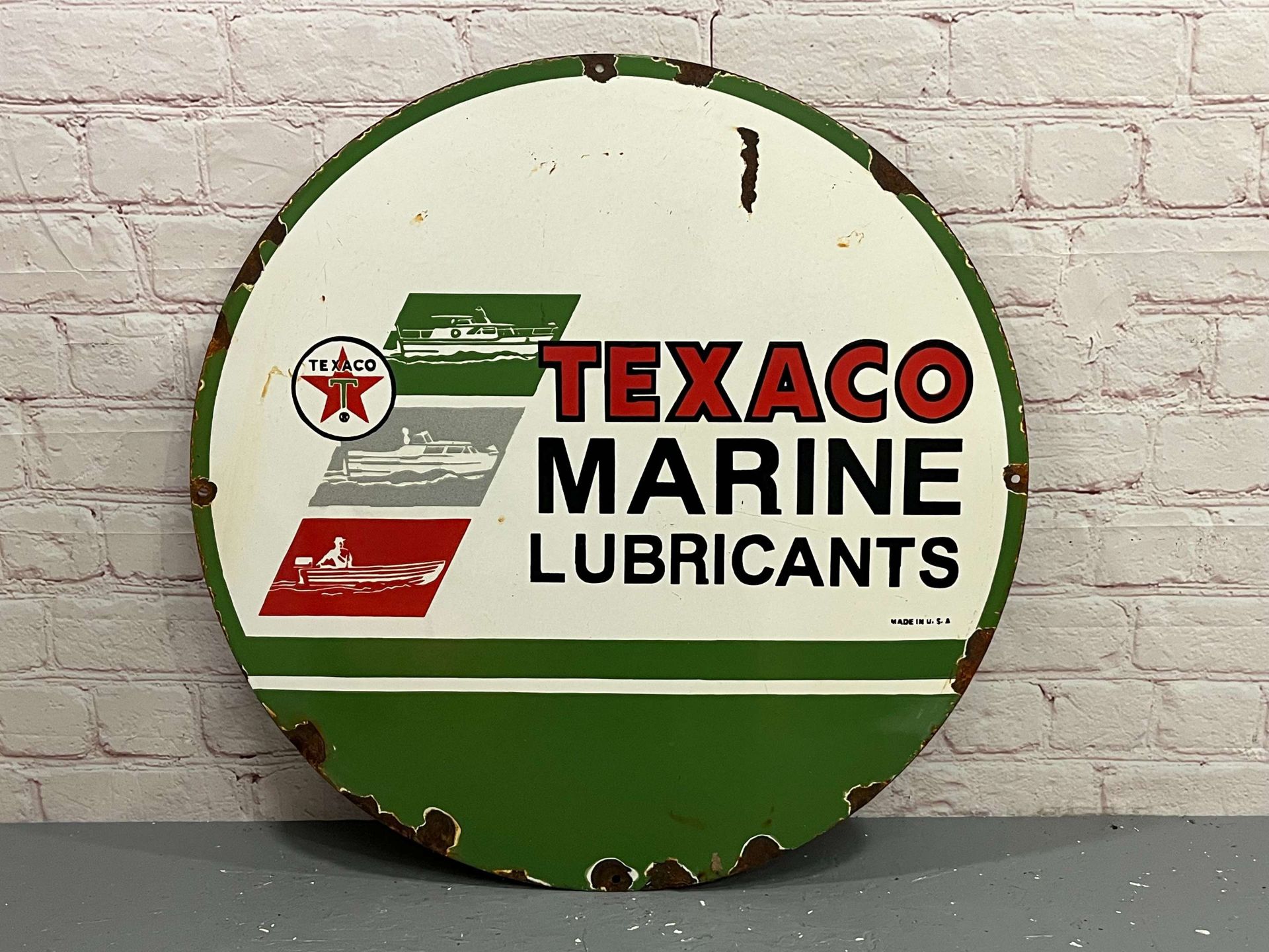 Texaco Marine Lubricants Circular Enamel Sign
