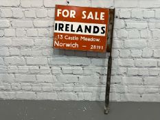 Irelands of 13 Castle Meadow Norwich For Sale Enamel Sign&nbsp;