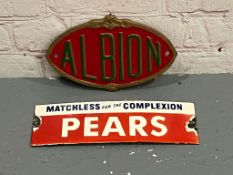 Albion Cast Iron Badge and Pears Small Enamel Sign (2)
