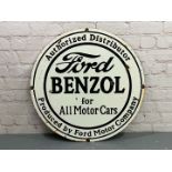Ford Benzol Authorized Distributor Circular Enamel Sign