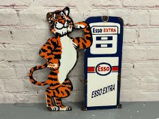 Esso Extra Tiger & Petrol Pump Enamel Sign