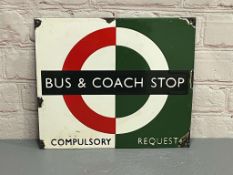 Bus and Coach Stop Enamel Sign