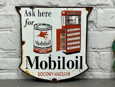 Ask Here For Mobiloil Shield Enamel Sign