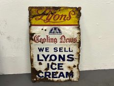Lyons Cooling News and Ice Cream Enamel Sign