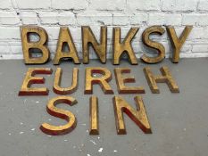 Fourteen Wooden & Painted Letters