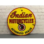 Indian Motorcycles Authorized Dealer Circular Enamel Sign