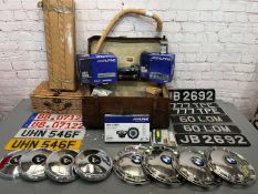 Mixed Lot BMW/Volvo Wheel Trims, Trunk, Hamper, Number Plates Etc