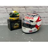 Nigel Mansell & Miniature Ayrton Senna Display Helmets