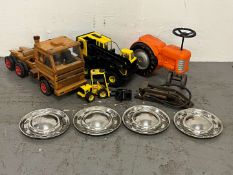 Tonka Crane & Forklift, Kismet Foot Pump Scania Wooden Made Lorry Etc