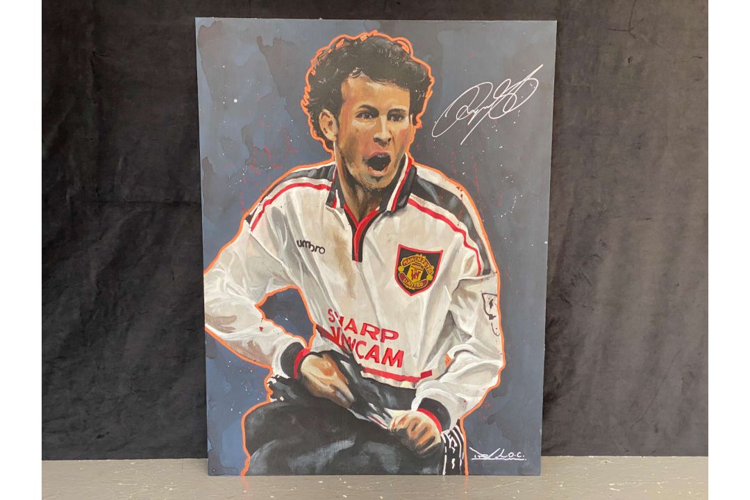 DAVID SHEARER, “RYAN GIGGS”, SIGNED ACRYLIC ON BOARD&nbsp; - Image 1 of 6