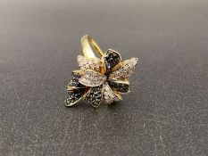 GOLD AND COLOURED DIAMOND RIBBON BOW DRESS RING