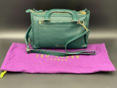 TED BAKER, GREEN LEATHER HANDBAG WITH SHOULDER STRAP