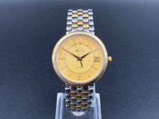 OMEGA, DEVILLE, BI-METAL, QUARTZ, CENTRE SECONDS, CALENDAR, WRISTWATCH