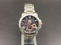SEIKO, PREMIER, KINETIC PERPETUAL STAINLESS STEEL ANALOGUE QUARTZ CALENDAR WRISTWATCH, 7D56 831401