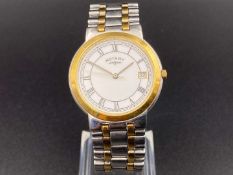 ROTARY, steel & gold plated, quartz, calendar wristwatch, UCAR311, Ref 5021