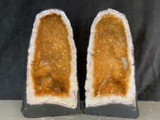 MATCHED PAIR OF CATHEDERAL GEODES, CITRINE, 14.8KG EACH