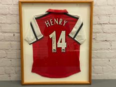 ARSENAL, 1999-2000, SIGNED AND FRAMED SHIRT. THIERRY HENRY, #14