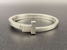 TIFFANY & Co, .925 SILVER & DIAMOND T-SQUARE WRAP BRACELET