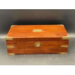 LATE 19th CENTURY BRASS BOUND, MAHOGANY WRITING SLOPE