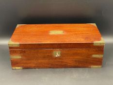 LATE 19th CENTURY BRASS BOUND, MAHOGANY WRITING SLOPE