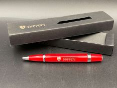 FERRARI, RED BALL POINT PEN IN BLACK CARD BOX