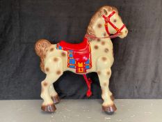 MOBO, MID 20TH CENTURY PRESSED AND PAINTED STEEL WALKING HORSE TOY