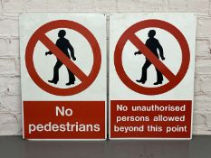 Two Pedestrian Warning Signs on Aluminium Board