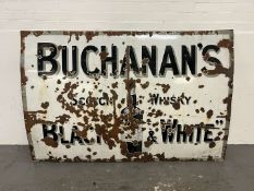 Large Buchanans Scotch Whiskey Black & White Enamel Sign
