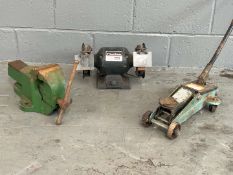 Record No23 Vice, 6 Inch Bench Grinder and Car Jack (3)
