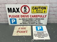 Three Warning Signs On Metal Board
