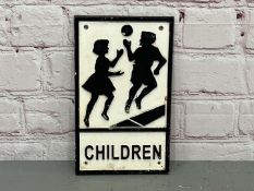 Children Playing Cast Iron Sign