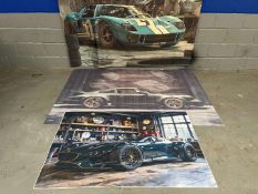 Three Large Classic Car Wall Hangings