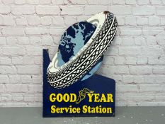 Goodyear Service Station Large Flange Enamel Sign