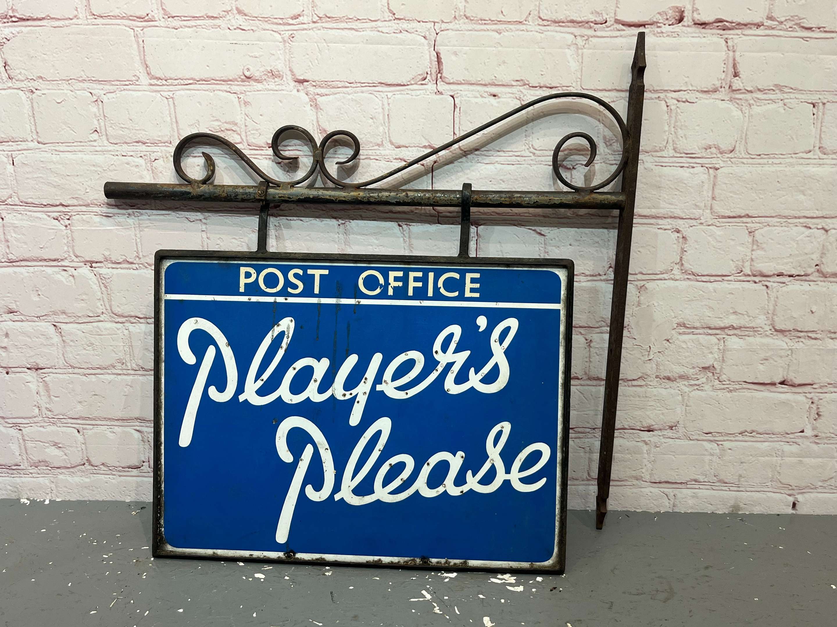 Summary:Players Please Post Office Wall Mounted Double Sided Enamel ...