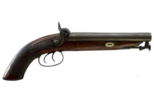 7.5inch sighted damascus barrels, border engraved back action locks ...