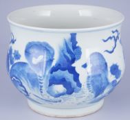 Großer blau-weisser Topf, China Qing-Dynastie,