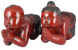 Zwei Holzfiguren, China 19./20. Jahrhundert,