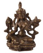 Bronze, sitzender Buddha, China/Tibet,