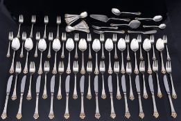 Robbe & Berking Rosenmuster 800 Silber Besteck, 76-teilig für 12 Personen,