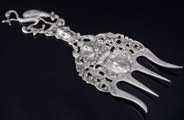 833 Silber Prunkgabel, Niederlande um 1910,
