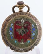 Damen Taschenuhr mit Emaillemalerei um 1900,