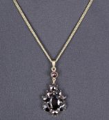 Granatschmuck Böhmischer Granat Anhänger mit Kette,