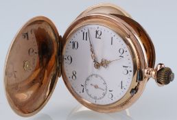 585 Gold Savonette Taschenuhr mit Brillantbesatz,
